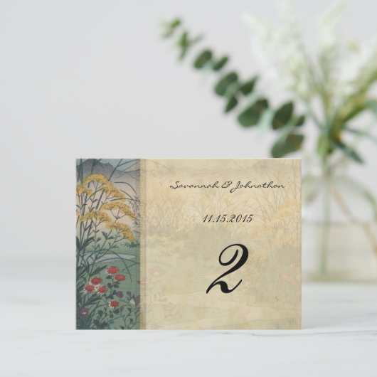Cartes de numéro de tableau du Mariage de automne (Debout devant)