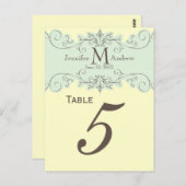 Cartes de numéro de tableau du Mariage du Monogram (Devant / Derrière)