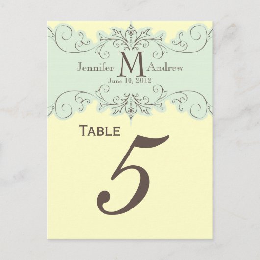 Cartes de numéro de tableau du Mariage du Monogram (Devant)