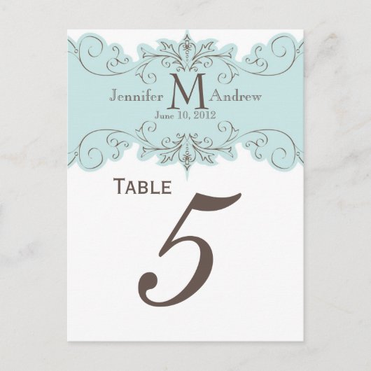 Cartes de numéro de tableau du Mariage du Monogram (Devant)