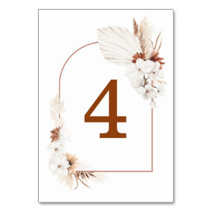 Cartes de numéro de tableau Floral Blanc et Terrac