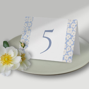 Cartes de numéro de tableau Floral Bleu & Blanc Ma