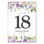Cartes de numéro de tableau Floral Rose pourpre et (Dos)