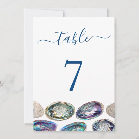 Cartes de numéro de tableau Mariage Abalone Shell (Devant)