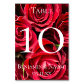 Cartes de numéro de tableau Mariage Red Roses (Dos)