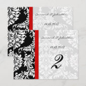 Cartes de numéro de tableau rouge noir damassé (Devant / Derrière)