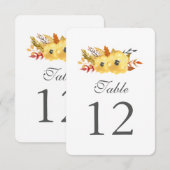 Cartes de numéros de table à fleurs aquarelles (Devant / Derrière)