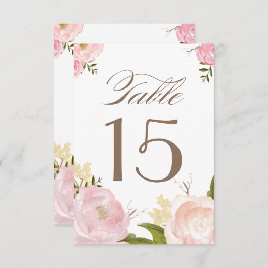 Cartes de numéros de table à fleurs aquarelles rom (Devant / Derrière)