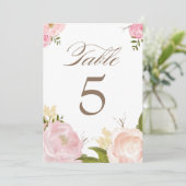 Cartes de numéros de table à fleurs aquarelles rom (Debout devant)