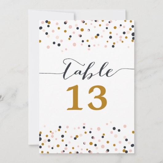 Cartes de numéros de table à points de confettis r (Devant)