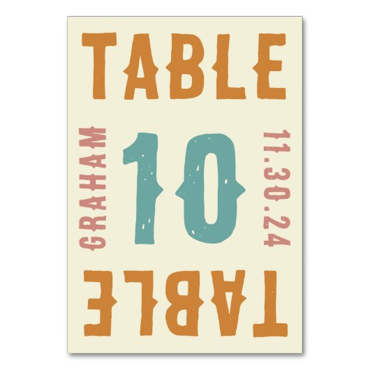 Cartes de numéros de table à typographie audacieus (Par défaut)