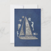 Cartes de numéros de table Bateau argenté nautique (Dos)