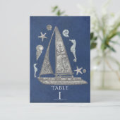 Cartes de numéros de table Bateau et plage argenté (Debout devant)