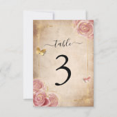 Cartes de numéros de table Blush Pink Rose Gold (Devant)