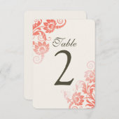 Cartes de numéros de table corail ombré personnali (Devant / Derrière)