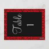 Cartes de numéros de table Damas Noir et Rouge (Dos)