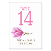 Cartes de numéros de table de fleurs roses (Dos)