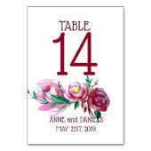 Cartes de numéros de table de fleurs rustiques (Dos)