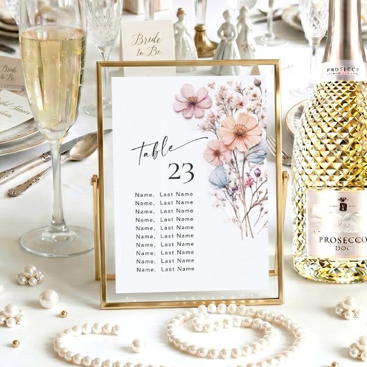 Cartes de numéros de table de fleurs sauvages Plan