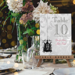 Cartes de numéros de table de mariage à cage à ois