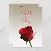 Cartes de numéros de table de mariage à une rose r (Devant / Derrière)