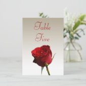 Cartes de numéros de table de mariage à une rose r (Debout devant)