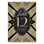 Cartes de numéros de table de mariage Art Déco Gol (Dos)