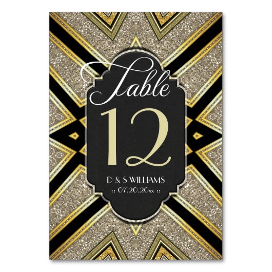 Cartes de numéros de table de mariage Art Déco Gol (Par défaut)