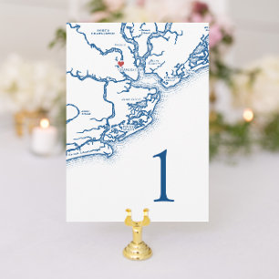 Cartes de numéros de table de mariage avec carte d