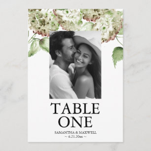 Cartes de numéros de table de mariage avec Hortens