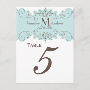 Cartes de numéros de table de mariage avec monogra