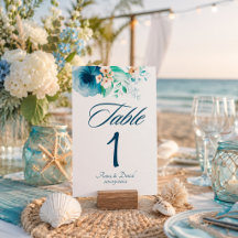Cartes de numéros de table de mariage Azure Bloom