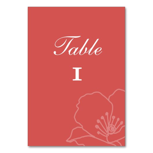 Cartes de numéros de table de mariage coquelicots  (Par défaut)