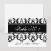 Cartes de Numéros de Table de Mariage Damassé Noms (Devant / Derrière)