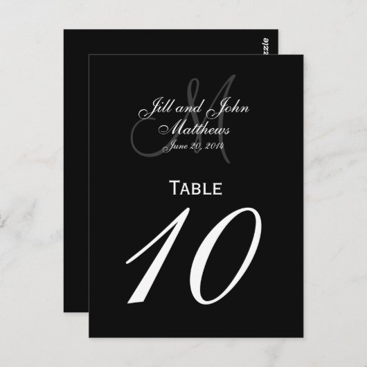 Cartes de numéros de table de Mariage de monogramm (Devant / Derrière)