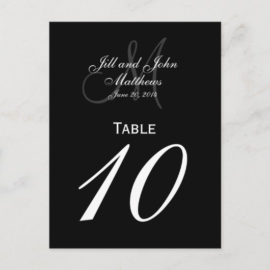 Cartes de numéros de table de Mariage de monogramm (Devant)