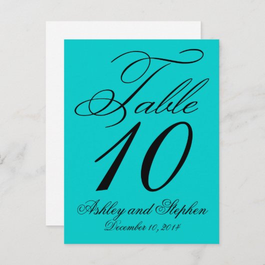 Cartes de numéros de table de mariage élégantes bl (Devant / Derrière)