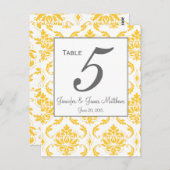 Cartes de numéros de table de mariage gris damas j (Devant / Derrière)