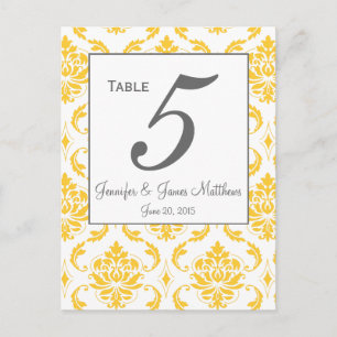 Cartes de numéros de table de mariage gris damas j