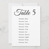 Cartes de numéros de table de mariage moderne avec (Dos)