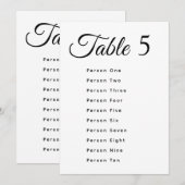 Cartes de numéros de table de mariage moderne avec (Devant / Derrière)