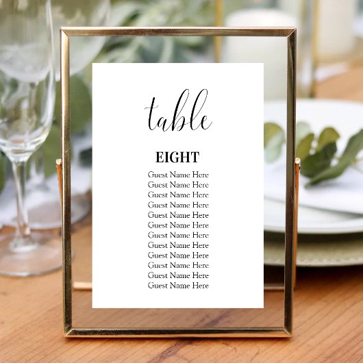 Cartes de numéros de table de mariage moderne mini