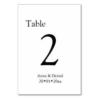 Cartes de numéros de table de mariage noir et blan