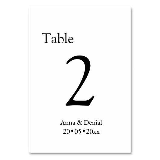 Cartes de numéros de table de mariage noir et blan (Par défaut)