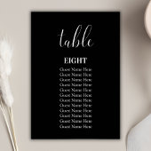Cartes de numéros de table de mariage noir moderne