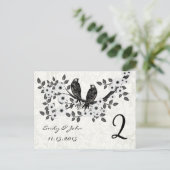 Cartes de numéros de table de mariage oiseaux vint (Debout devant)