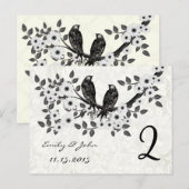Cartes de numéros de table de mariage oiseaux vint (Devant / Derrière)
