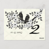Cartes de numéros de table de mariage oiseaux vint (Dos)