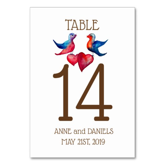 Cartes de numéros de table des Inséparables (Dos)