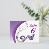 Cartes de numéros de table des papillons pourpres (Debout devant)